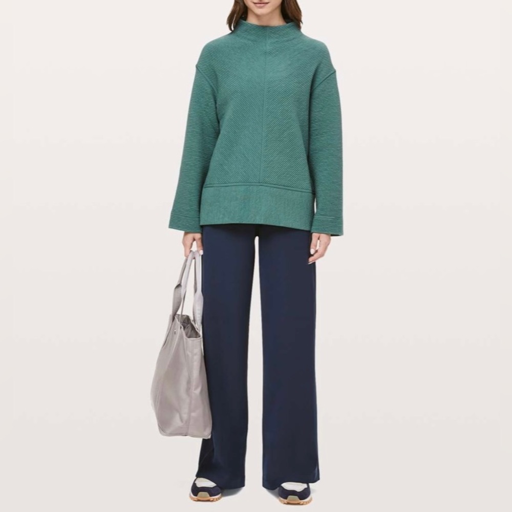 Lululemon On Repeat Mock Neck Pullover Sweater Green Smoke Size 4 - Picture 13 of 14
